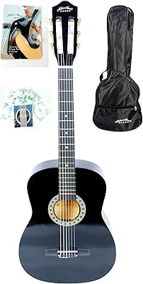 Classic guitar Mike music 38 inch, black - 38c with case, strings, capodastre (38 inch, black).. DIAYTAR NIGERIA delivers satisfaction with every purchase through our affordable and reliable service.