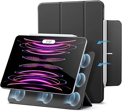 ESR magnetic case for iPad pro 12.9 inches (2022/2021/2020, 6th/5th/4th generation), practical magnetic fixing, bidirectional support, full Pencil 2, hybrid rear shell, black.. Shop from our extensive catalog at DIAYTAR NIGERIA and enjoy doorstep delivery in just 5-8 days.
