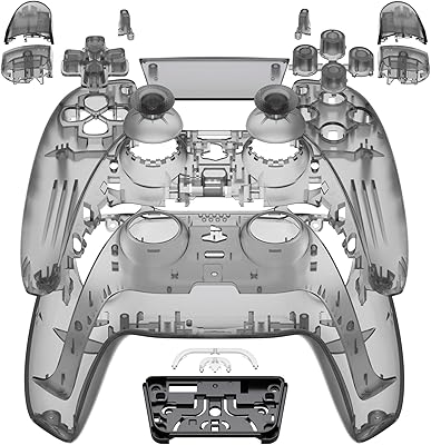 Complete set of shells for extreme right touchpad with cover buttons for touchpads, personalized transparent black replacement shell, front and rear shell compatible with the PlayStation 5 BDM-030 controller.. Shopping made simple with DIAYTAR NIGERIA's vast selection and budget-friendly nationwide delivery.