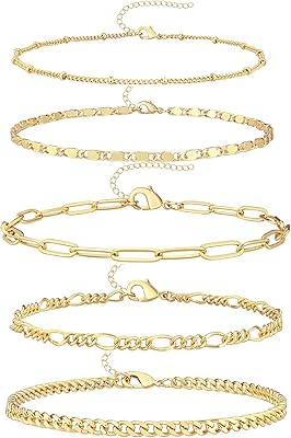 Making Tech 5 Pieces in real gold 14 Carats Set of ankle bracelets ankle chain in Figaro Waterproofing Beach jewelry Elegant Gold Blessed For Women or Adolescent girls Gifts.. Nigeria's most diverse e-commerce platform delivers quality and affordability to your doorstep in 5-8 days.