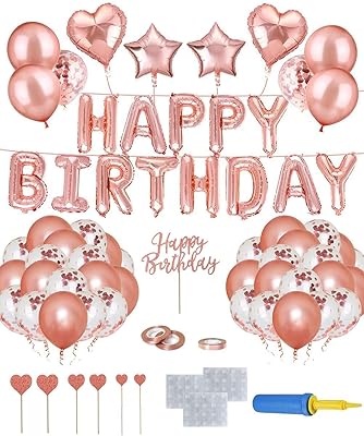 Party party supplies in pink gold, birthday party decorations with happy birthday banner, whirlpools, cupcake decorations, confetti balloons in the shape of a heart and glitter star for girls and women, birthday party.. Reliable delivery, all over Nigeria — that’s DIAYTAR Nigeria promise.