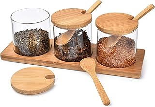 Set of 3 -room spice bowls with wooden base, spoon and lid for sugar, salt, spices, pepper, coffee and more 1 Chase®️.. Shop with confidence on DIAYTAR Nigeria — quality products and timely delivery.