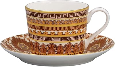 Coffee cup with classic retro design, British afternoon tea, coffee cup and porcelain saucer, Light luxury traditional tea cup, best collection tea service, 100 ml tea cup (color: orange).. DIAYTAR NIGERIA brings the market to your fingertips with affordable prices and swift delivery services.