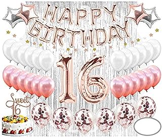 16th anniversary party supplies, 16th anniversary balloons | Balloons with confetti in pink gold | 16 pink gold cake decorations | Silver metallic metallic photomaton curtain.. DIAYTAR NIGERIA stands as your affordable shopping ally with nationwide delivery in just 5-8 days.