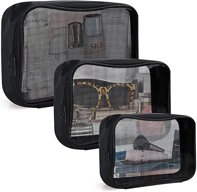 Set of 3 travel mesh makeup kits with transparent zipper, toiletry bag, office makeup bag, travel accessories, s m l (black).. Experience the convenience of one-stop shopping with DIAYTAR NIGERIA's diverse and affordable marketplace.