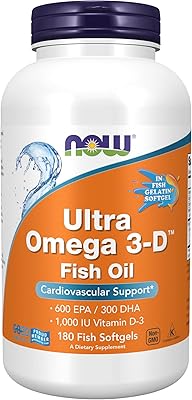 NOW Ultra omega-3-DTM supplement, Omega-3 fish oil + Vitamin D3, Cardiovascular support*, 180 Capsules.. Shop quality and variety at unbeatable prices on DIAYTAR Nigeria — delivery in under 8 days.