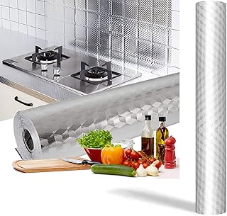 High-temperature waterproof high-temperature self-adhesive aluminum wallpaper sticker, kitchen stickers for drawers, cabinets, shelf coating, 40 cm x 2 m.. Shop confidently with DIAYTAR NIGERIA's vast product range and budget-friendly nationwide shipping.