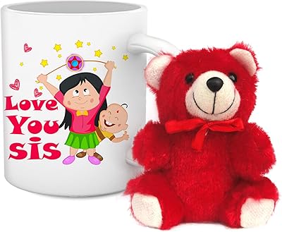 Brother Rakhi Tied Ribbons Gift Rakhi For Sister Printed Coffee Cup (325 ml) and Mignon plush bear - Raksha Bandhan gifts for sister.. Embrace the convenience of DIAYTAR NIGERIA with thousands of products at your fingertips, delivered nationwide.