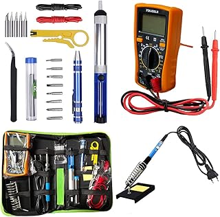 Single -tin welding iron kit, 60 watt welding tool at adjustable temperature, digital multimeter, 2 welding breakdowns, tin elimination pump, strip pliers, welding iron support, tweezers, 2 electronic wires.. From kitchen tools to phones — DIAYTAR Nigeria ships it all in a week.