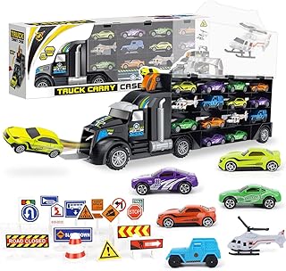 Car transport truck toy for boys and girls, 30 -room transport truck toy with miniature cars, traffic signs and more, includes 10 cars and 2 helicopter trucks - Excellent gift for toddlers and children 3 years and more.. Join the movement — fast, affordable shopping only at DIAYTAR Nigeria.