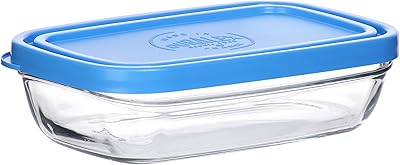 Durax rectangular food bowl with lid, transparent/blue, 374 ml.. DIAYTAR NIGERIA brings online shopping to every Nigerian with affordable prices and reliable shipping.