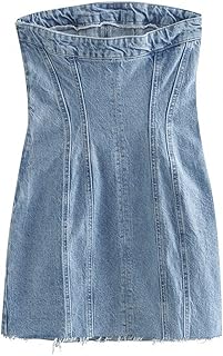 Wesbr Long Skirts for Women, Denim Bang Dress For Fall Women Right Collar Dresses for Women Dress with bare shoulders for women (Size: S).. Your everyday shopping destination, DIAYTAR NIGERIA offers unbeatable value with quick delivery times.