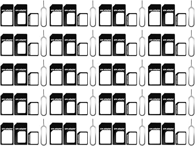 Sim Nano Micro Standard 4 in 1 SIM adapter kit with Sim Steel Sim tray and ejection spindle 1 in 20 pieces, black.. You shop, we deliver — quick and easy with DIAYTAR Nigeria.