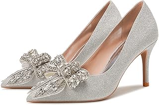Zapora luxury wedding shoes with silver rhinestones and high heeled glitter for women, bridal shoes with golden stilettos with thick soles (color: silver, size: 41).. Experience shopping satisfaction with DIAYTAR NIGERIA's vast selection and budget-friendly delivery options.