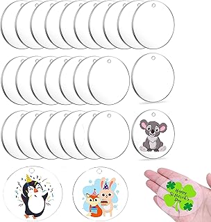 Decorative sketches in transparent acrylic castwave, round acrylic disc with key hole, 20 pieces for craft and DIY projects, 3 inches.. DIAYTAR NIGERIA transforms dreams into deliveries with our affordable prices and 5-8 day shipping.