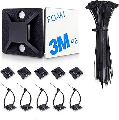 Cable fasteners, 100 parts of self-adhesive cable ties, rear adhesive support with 500 nylon cable fates for DIY cable management, house, desk, workshop.. DIAYTAR NIGERIA connects your desires with reality through our affordable e-commerce platform and quick delivery.