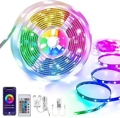 Gluckluz 5 -meter WiFi LED light strip for smart decoration 300 LED bulbs Compatible with Alexa and Google Home for bedroom, kitchen, hotel, TV (variable color).. Your trusted shopping partner, DIAYTAR NIGERIA offers extensive selection with quick delivery options.