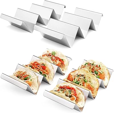 Set of 4 amater taco supports - tacos support in stainless steel in the shape of a tray, oven for cooking, dishwasher and grill.. E-commerce made for Nigeria — fast delivery and low prices at DIAYTAR.
