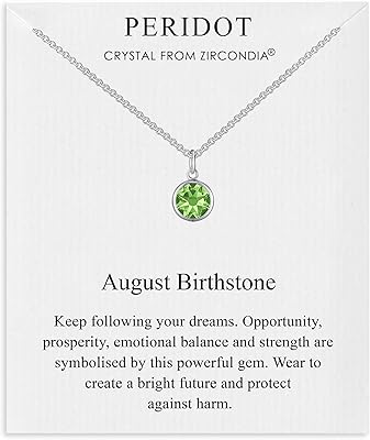 Necklace with auguste birth stone (peridot) in Austrian crystal, crystal, zirconia®.. From checkout to your doorstep in less than a week — DIAYTAR Nigeria.