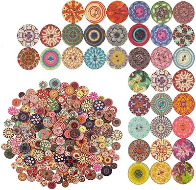 400 handmade wooden buttons, mixture of random flowers, round decorative buttons with 2 holes for clothing, sweaters, children and craft projects (20 mm).. Discover why millions choose DIAYTAR for affordable online shopping with delivery in just 5-8 days.