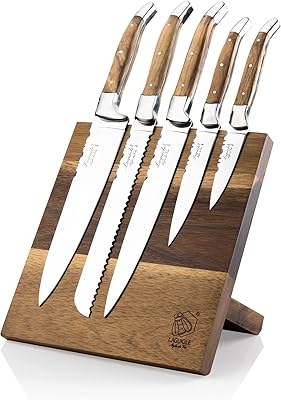 Laguiole knife box luxury luxury line 5 pieces magnetic wooden block in olive wood.. Discover the convenience of DIAYTAR NIGERIA's vast e-commerce platform with delivery in just 5-8 days.