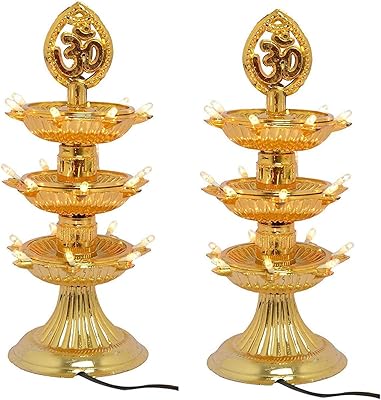 Diya electric LED lamp with 3 layers (gold, lot of 2).. Shop across boundaries with DIAYTAR NIGERIA's comprehensive platform and budget-friendly delivery.