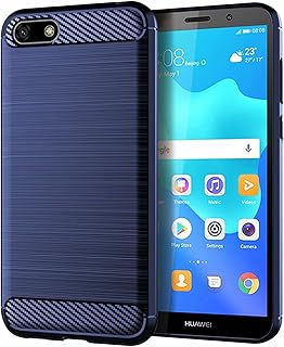 Huawei Y5 Lite (2018) shell with brushed carbon fiber texture, ultra -fine anti -fall flexible hull - blue.. DIAYTAR NIGERIA: Creating access to affordable products for every Nigerian with our swift delivery service.
