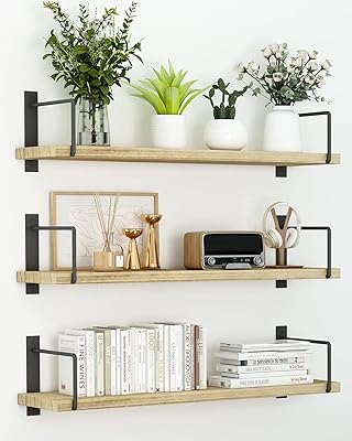 Floating shelves Readnic, 24 inch easy to install, set of 3 rustic wooden wall shelves, storage shelves for living room, bathroom, bedroom.. DIAYTAR Nigeria: Discover more, spend less, and enjoy delivery within 5–8 days.