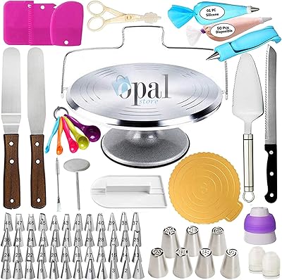 Decoration kit of aluminum cakes and stainless steel, 125 pieces, full set of accessories for cakes, icing tools, pastry pockets, cake decoration pipe - flat spatula - spoon to measure.. Shop without boundaries at DIAYTAR NIGERIA, offering affordable products with convenient delivery times.