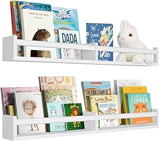 Children's bedroom shelves, 32 inches, white, set of 2 rooms, floating shelves for children, shelves and library for children's rooms (lot of 2, white).. DIAYTAR NIGERIA: Empowering Nigerians with access to affordable products delivered within 8 days.