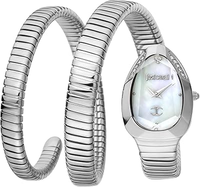 Quartz watch just cavalli serpenti, analog display and stainless steel bracelet for women, jc1l209m0025, silver.. DIAYTAR NIGERIA: Where every shopping need is met with affordable prices and timely delivery.