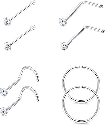 Sllaiss 22g 925 Sterling silver nose rings in shape.. DIAYTAR NIGERIA: Your trusted partner for affordable online shopping with reliable delivery timeframes.