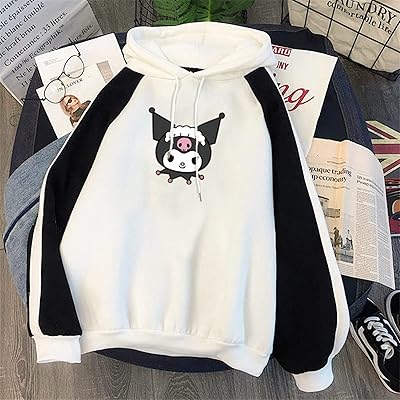Zwing hoodie for women, nice Kurome motif of cartoon and kurume sweatshirt in thick velvet of contrasting color (color: 7 black, size: s).. Tired of overpriced goods and slow delivery? DIAYTAR Nigeria brings affordability and speed together with a wide selection of products.