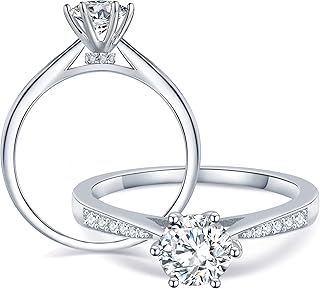 Wedding engagement ring Moissanite 1 Carat 1 Carat with 6 claws, diamond birthday ring created in the laboratory, Sterling 925 silver promise ring with lonely diamond for women size 5-11.. Shop with confidence at DIAYTAR NIGERIA, enjoying competitive prices and delivery within 8 days.