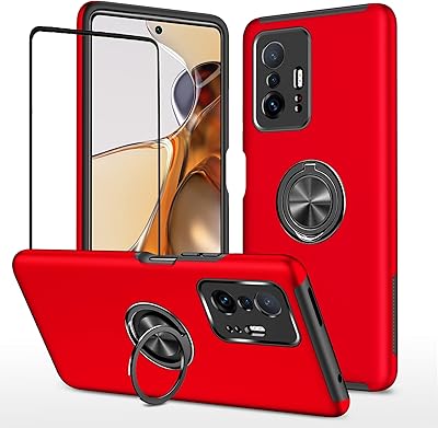 Shell for Xiaomi Mi 11T with screen protector, soft protective cover with a military quality touch, robust shell with magnetic ring and crutch for Xiaomi Mi 11t (Mi 11T, Red).. Your comprehensive marketplace awaits at DIAYTAR NIGERIA with affordable prices and reliable delivery times.