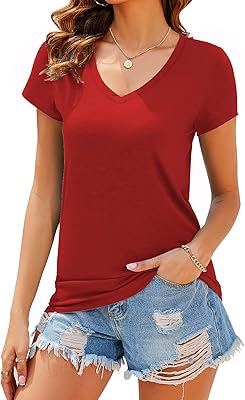 Short-sleeved t-shirt and V-neck for women, high and soft relaxed high.. Your trusted marketplace, DIAYTAR NIGERIA offers comprehensive selection with budget-friendly delivery.