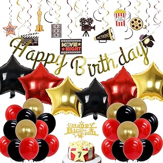 Cinema party decorations Birthday party decorations with swirling balloons hanging for a red carpet party.. DIAYTAR NIGERIA: Connecting Nigerians with their needs through our affordable and diverse marketplace.
