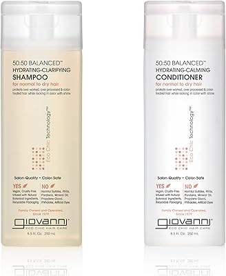 Shampoo and Post -Shampoo balanced Giovanni 50:50 - Hydrates, purifies and soothes to clean and revitalize, for too treated hair, quality living room, without parabens, not tested on animals, without danger for color - 8.5 oz.. Your one-click solution to affordable shopping, DIAYTAR NIGERIA delivers quality products nationwide.