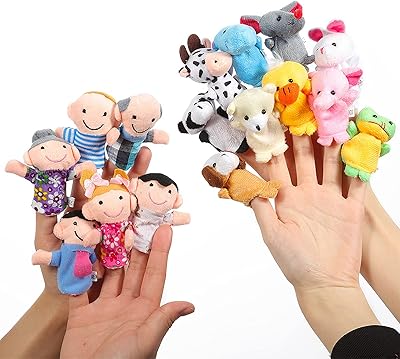 Set of finger puppets, 16 pieces, cute sweet toys, 10 animals, 6 family members, children's toys, tale time, shows, recreation, schools.. DIAYTAR Nigeria delivers happiness in 5–8 days, no matter what you buy.