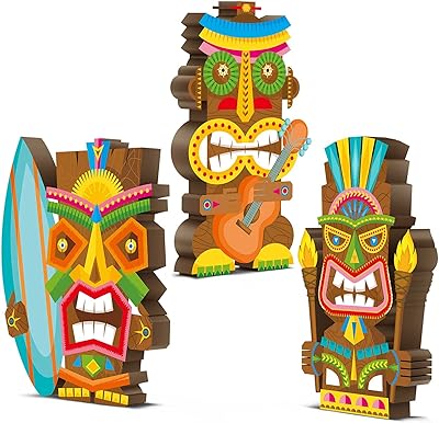3 Hawaiian tropical bar table centers for wooden decorations wooden panel.. DIAYTAR NIGERIA provides endless shopping possibilities with affordable prices and prompt delivery service.