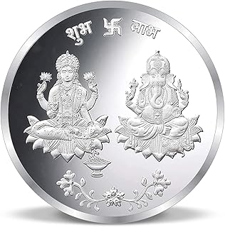 Traditional silver coin Lakshmi and Ganesh Ji Precious Moments (10 g).. DIAYTAR NIGERIA transforms online shopping with competitive prices and dependable nationwide delivery.