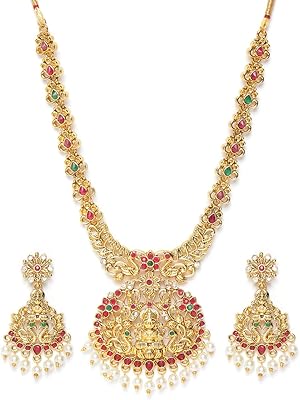 Temple jewelry set for women with zafiri pearls (gold) (ZPFK9551), metal.. Order today, receive in days — DIAYTAR Nigeria makes it possible.