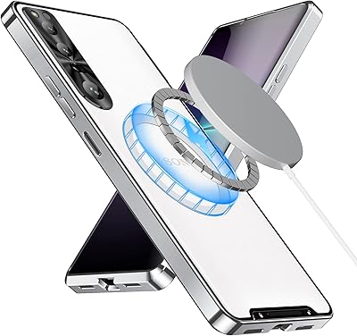 Gruattreay shell compatible with Sony Xperia 1 IV, compatible with Magsafe Magnetic Adsorption Metal Bumper Back Translucent Mat Pc Cover for Xperia 1 IV (Silver).. DIAYTAR NIGERIA: Connecting Nigerians with their needs through affordable prices and 5-8 day shipping.
