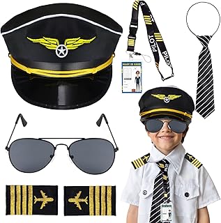 Set of K-Mall pilot costume accessories for children with aviator hat, sunglasses and tie pin for aviation and Halloween.. DIAYTAR NIGERIA makes quality accessible to all with our affordable prices and quick delivery service.