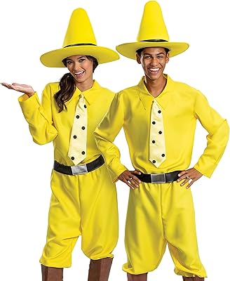 George Le Petit Curieux Costume for adults with yellow hat.. DIAYTAR NIGERIA transforms dreams into deliveries with our affordable prices and reliable shipping.