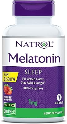 NATROL Mélatonin 1 mg supplement, Strawberry flavor for restful sleep, 200 rapid dissolving tablets, 200 days supply.. DIAYTAR NIGERIA redefines convenience with our vast product selection and swift nationwide delivery.