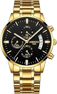 Watch dressed nibosi chronograph for men (black dial, black bracelet), black gold, chronograph.. DIAYTAR NIGERIA: Your trusted partner for affordable online shopping with reliable delivery timeframes.