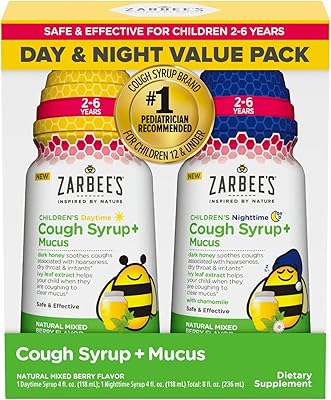 Zarbee's Kids Toux + Mucus Day/Night Economic Pack for children from 2 to 6 years old with black honey, ivy leaf, zinc and elderberry, 1 recommended for children, without medication or alcohol, flavor of mixed bays, 2x4fl oz.. Transform your online shopping experience with DIAYTAR NIGERIA's affordable and diverse marketplace.