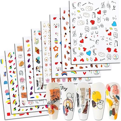 Stickers of Abstract Art Nail Art for Women Girls, Summer DIY Nail Art supplies, 9 Leaf Line Face Graffiti Abstract English Self-Adhesive Design 3D Decalcomanies Decoration Decoration.. DIAYTAR NIGERIA bridges the gap between desire and affordability with nationwide delivery in under 8 days.
