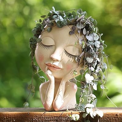 IMEBI face planter - Fleur face pot for indoor and outdoor plants - resin head planter with drainage hole (size L).. Discover why DIAYTAR NIGERIA is the smart shopper's choice for affordable products delivered nationwide.